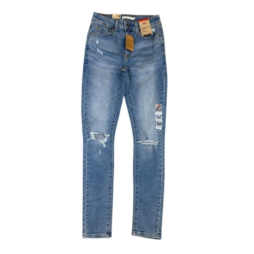 NWT Levis 721 High Rise Skinny Jeans Light Wash Distressed 26x30 NWT